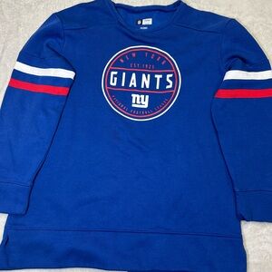 NFL New York Giants Women's Long Sleeve Round Neck Pullover Sweatshirt Blue XL